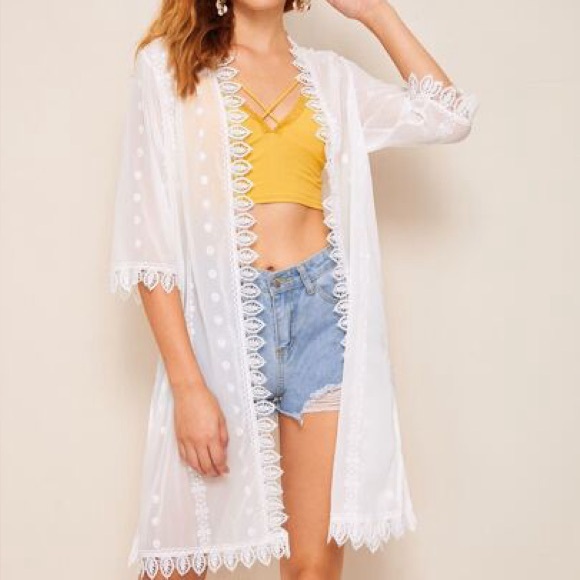 White Lace Embroidery Kimono - Picture 1 of 1